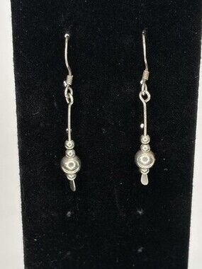 Vintage SU 925 Sterling Silver Dangle Earrings Liquid Meta